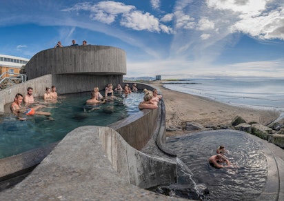 Hot Spring Pool on Iceland’s Shore overlooking the North Atlantic Ocean