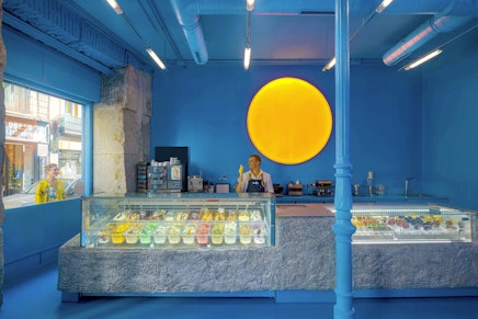 Blue-Filled Brando Ice Cream Shop in Madrid, Spain