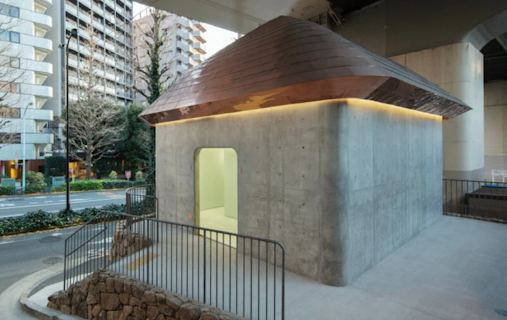 Marc Newson, Public Toilet with Copper Roof "Minoko" in Japan