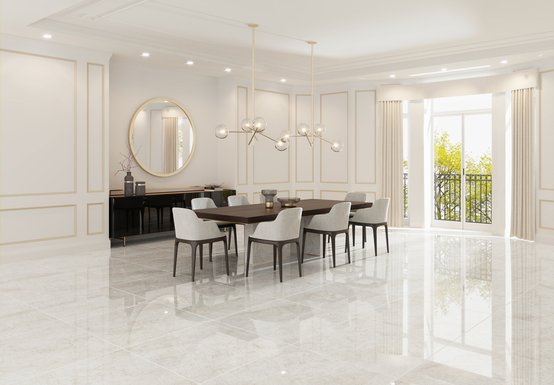 Luxury Dining Room Inspirations with Big Size Porcelain Tiles | Anabata